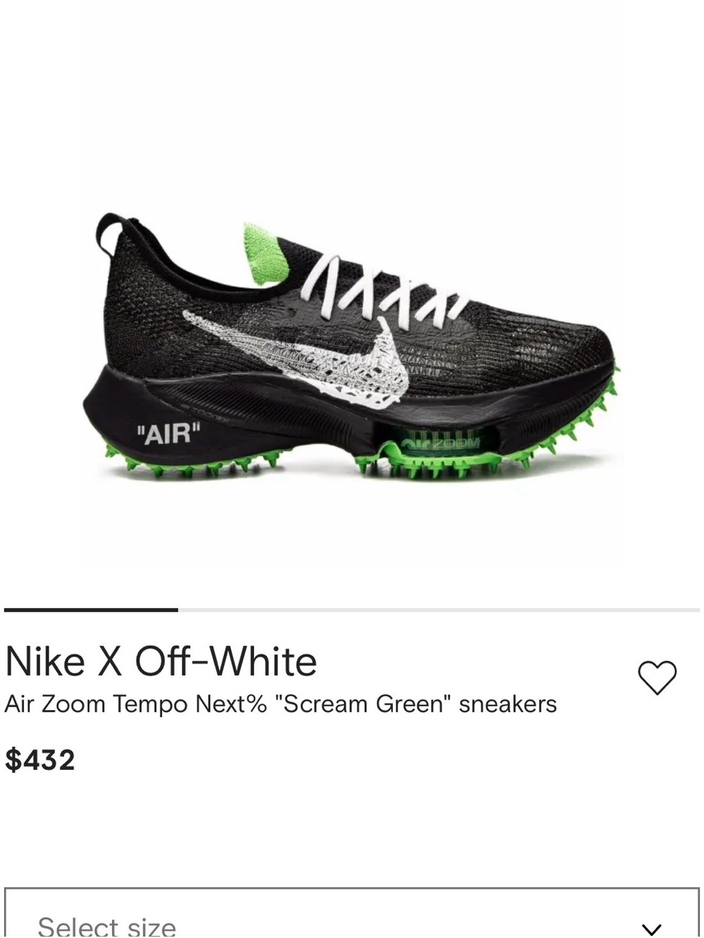 Off-White Black and Green Running Sneakers